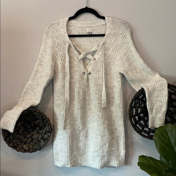 a new day Sweaters - a new day lace up front gray sweater Small